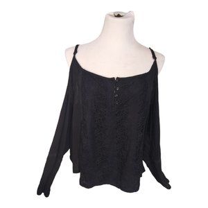 Color Swatch Women's Black Cold Shoulder Blouse